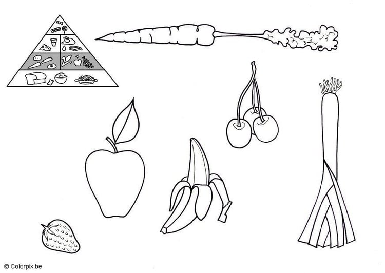 Coloring page vegetables and fruit