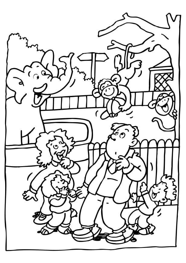 coloring pages zoo animals. Coloring page visiting the zoo