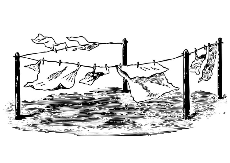 Coloring page washing line