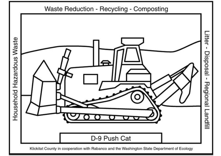 Coloring page waste management push cat