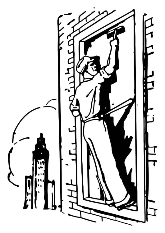 Coloring page window washer