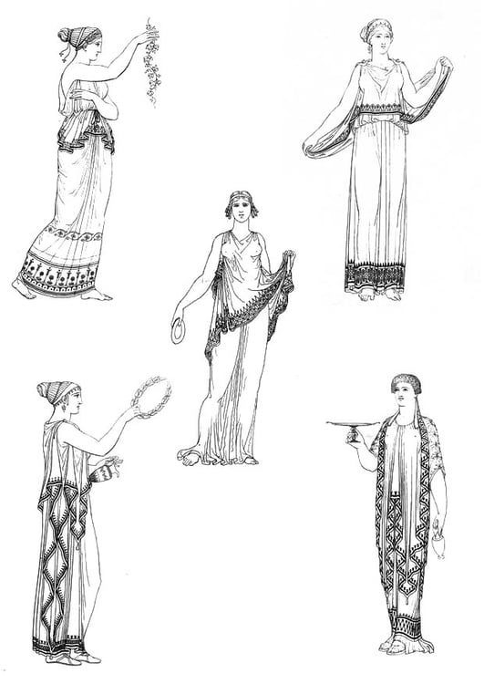 Coloring page Women of ancient Greece