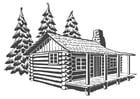Coloring pages wooden dwelling
