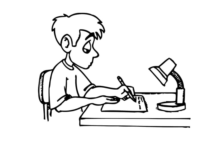 Coloring page writing, homework