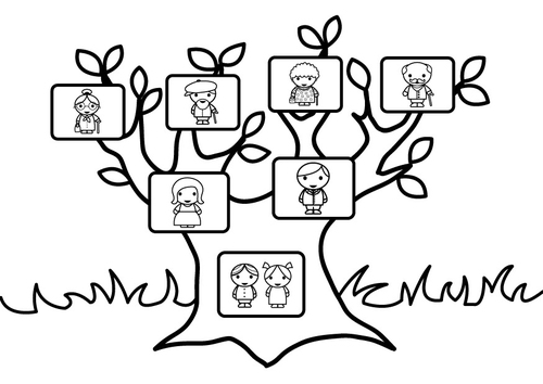 Coloring page family tree
