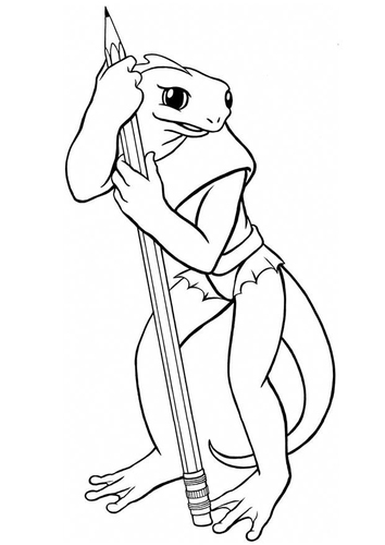 fantasy creature with pencil