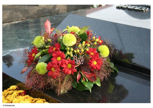 flowers in graveyard