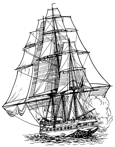Coloring page frigate