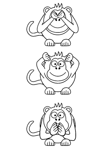 Coloring page hear no evil, see no evil, speak no evil