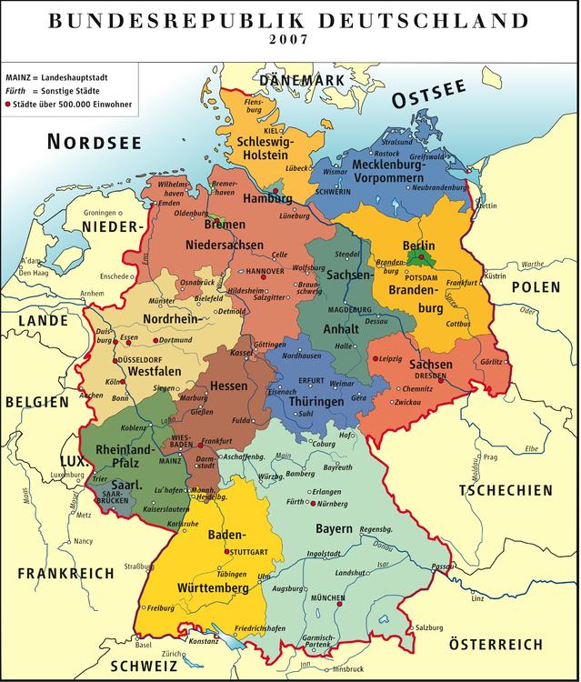 Germany - Political Map FRG 2007