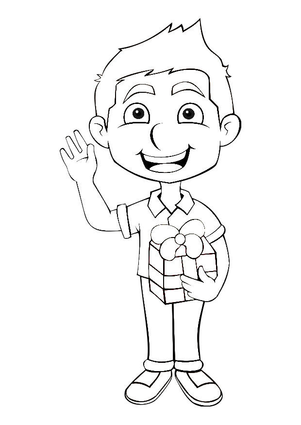 boy with present Coloring page boy with present