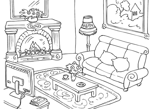 Coloring page living room