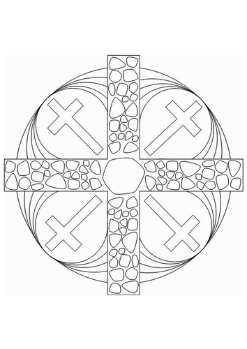 Coloring page Mandala Cross