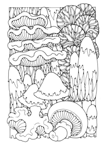 Раскраски страницу грибами