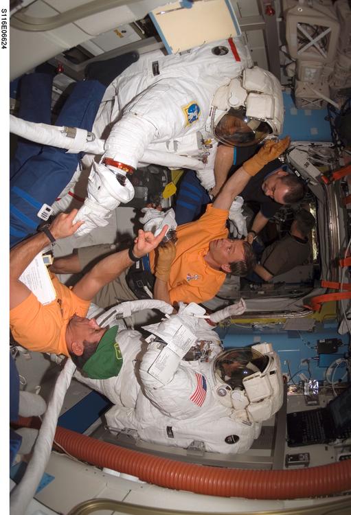 astronauts in space station