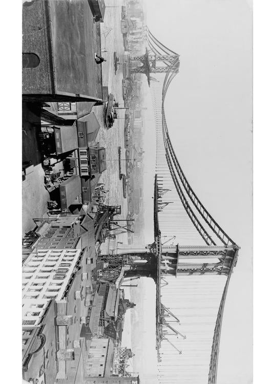 Manhattan bridge construction 1909
