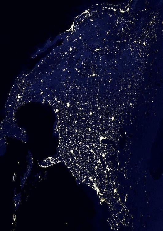 night image urbanized Earth, North America