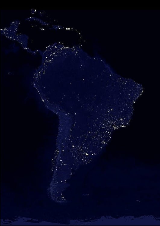 Photo night image urbanized Earth, South America