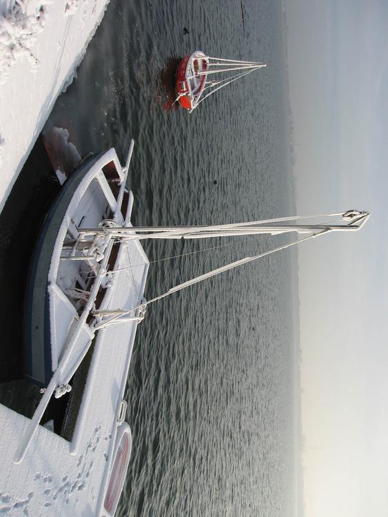 sailboat in winter