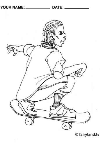 Coloring page skateboard