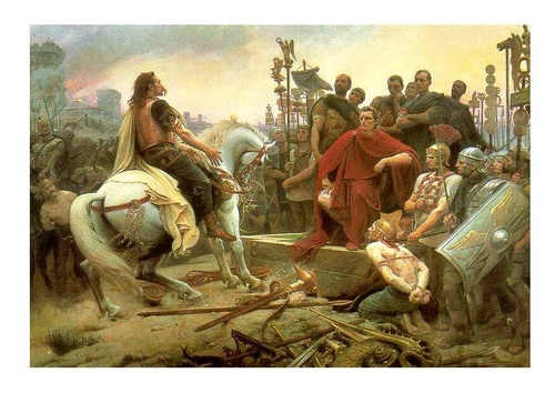 Vercingetorix surrenders to Caesar