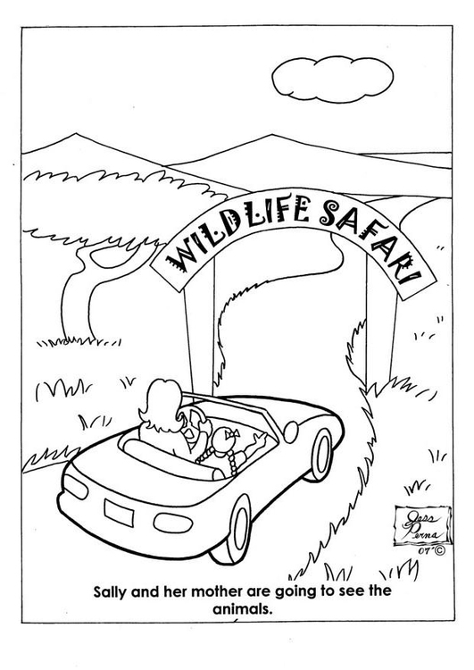 Coloring page 01 - entrance wildlife Safari