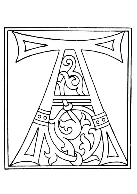 Coloring page 01a. alphabet A