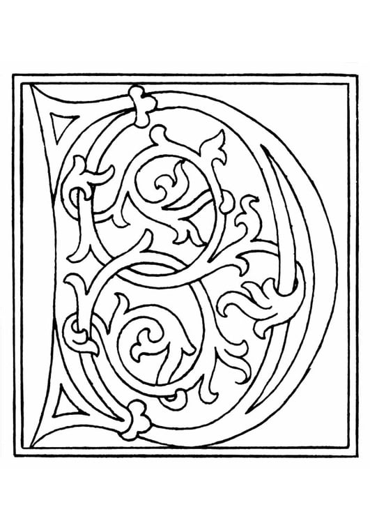 Coloring page 01a. alphabet D