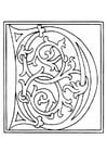 Coloring page 01a. alphabet D