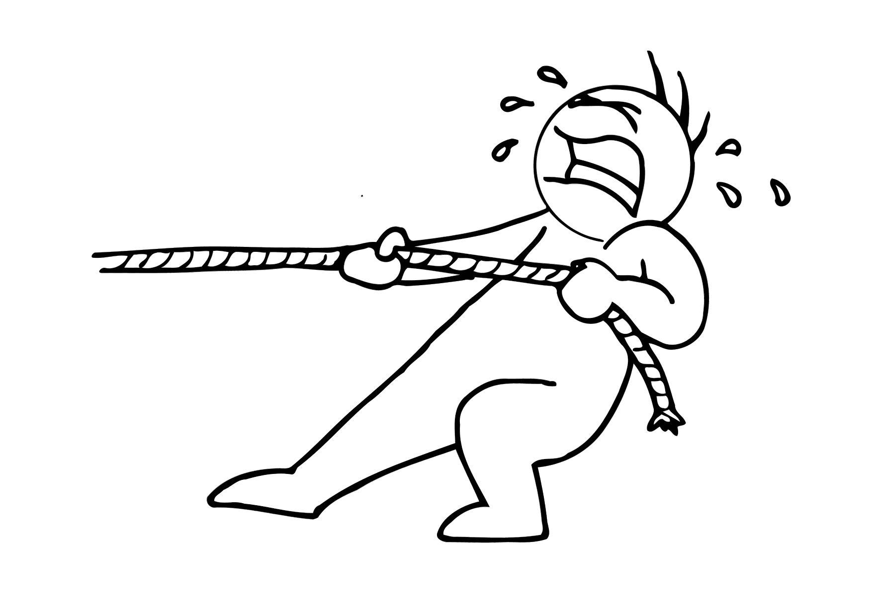 Coloring page 03b. rope pulling