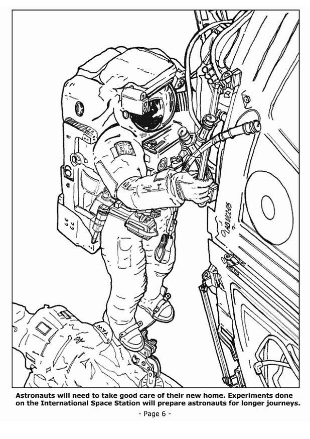 Coloring page 06 astronauts in space station