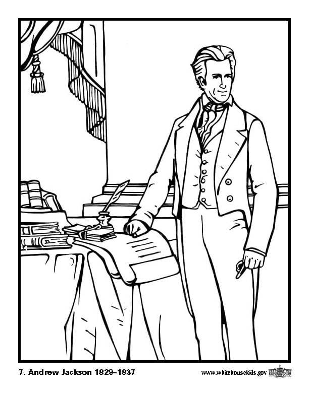 Coloring page 07 Andrew Jackson