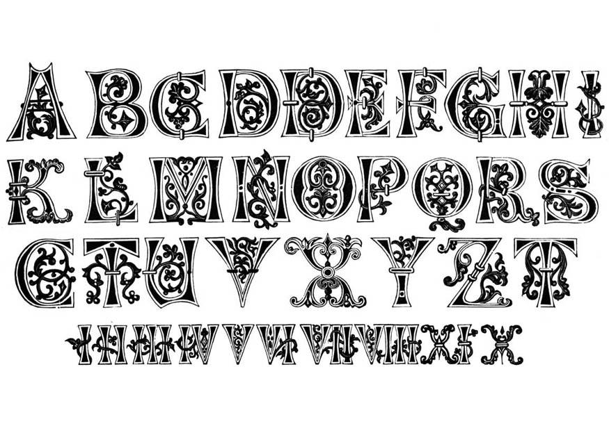 Coloring page 11th century lettertype