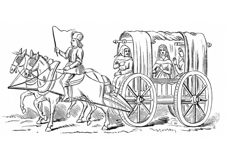 Coloring page 15th century carriage