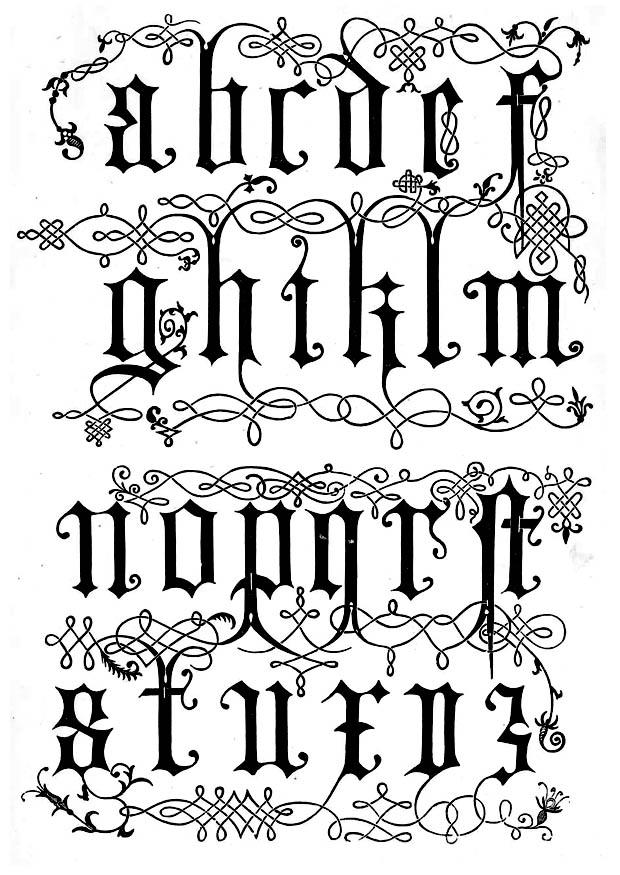 Coloring page 16th century lettertype