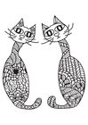 Coloring pages 2 cats