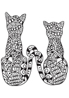 Coloring pages 2 cats