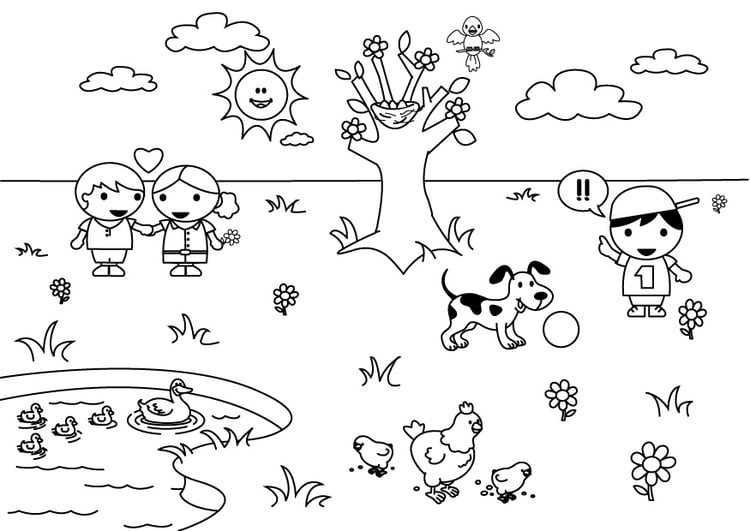 Coloring page 2b spring