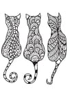 Coloring pages 3 cats