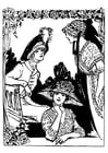 Coloring pages 3 women with hats