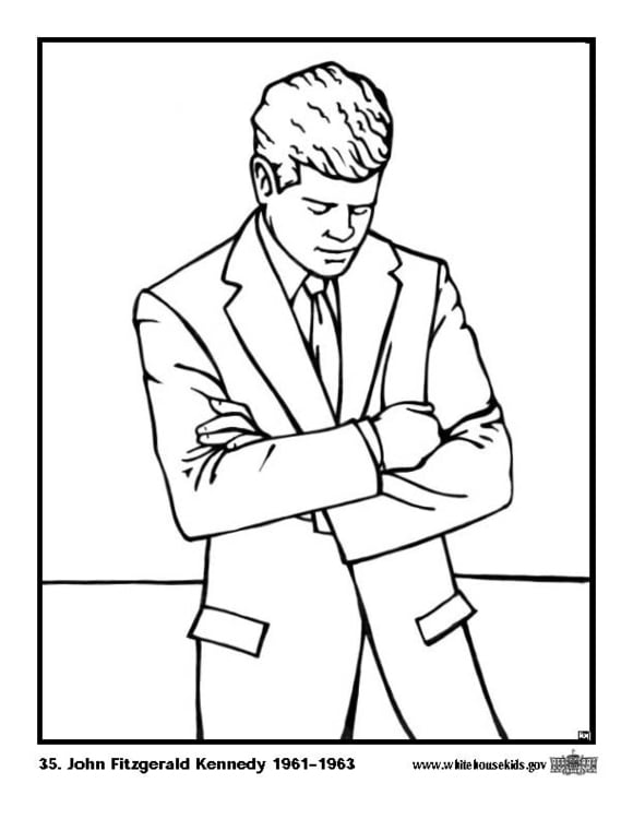 Coloring page 35 John Fitzgerald Kennedy