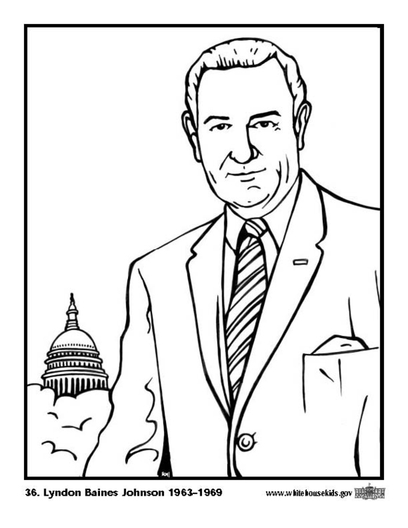 Coloring page 36 Lyndon Baines Johnson