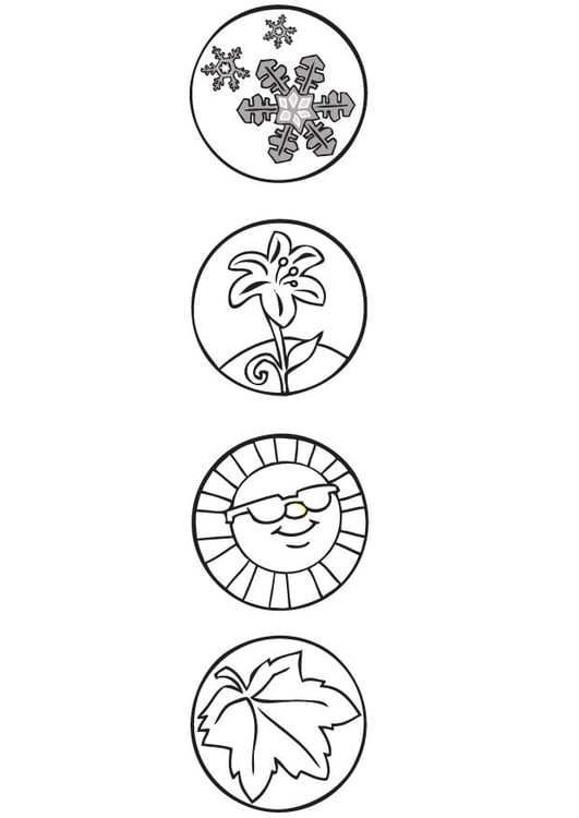 Coloring page 4 seasons - symbols