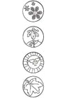 Coloring pages 4 seasons - symbols