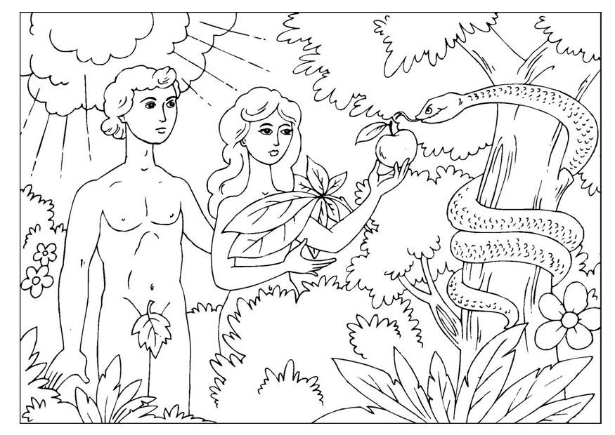 Coloring page Adam and Eve.