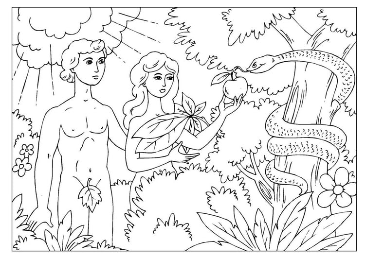 Coloring page Adam and Eve