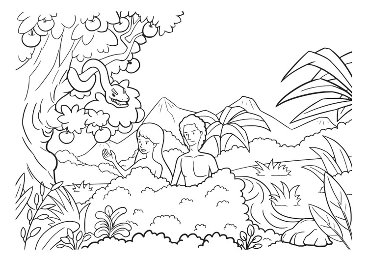 Coloring page Adam and Eve