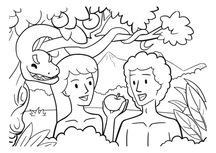 Coloring page Adam and Eve