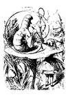 Coloring pages Alice in Wonderland - smoking caterpillar