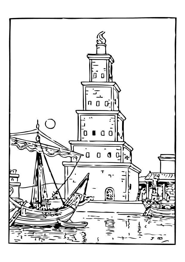 Coloring page ancient fire tower